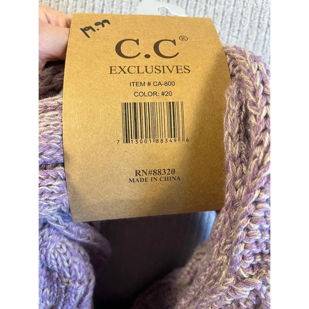 C.C Womens Purple Cable Knit Infinity Scarf CA-800 Loop Marled Purple New